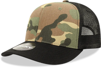 Decky 1054 Cotton Curve Billl Trucker Cap - Black Woodland Camo - Black Woodland / One Size Fits Most