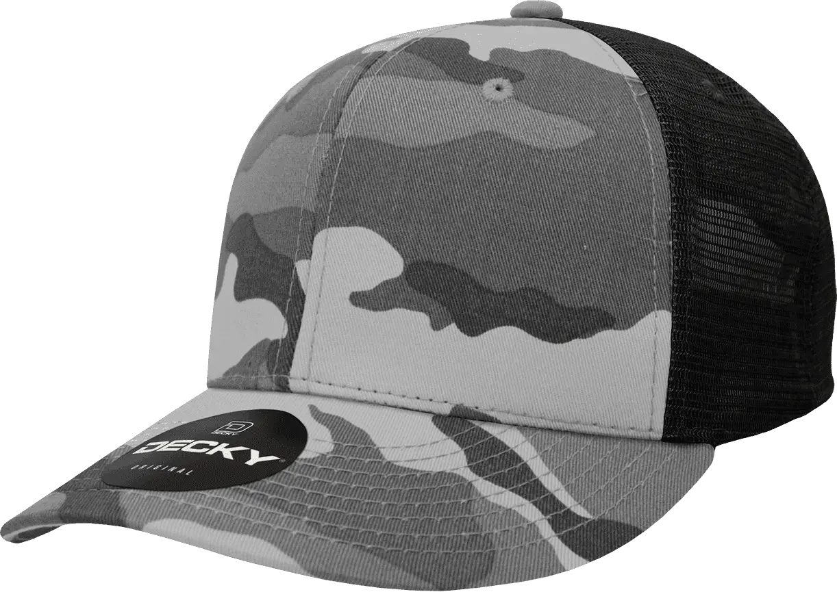 Decky 1054 Cotton Curve Billl Trucker Cap - Urban Camo Black - Urban Camo Black / One Size Fits Most