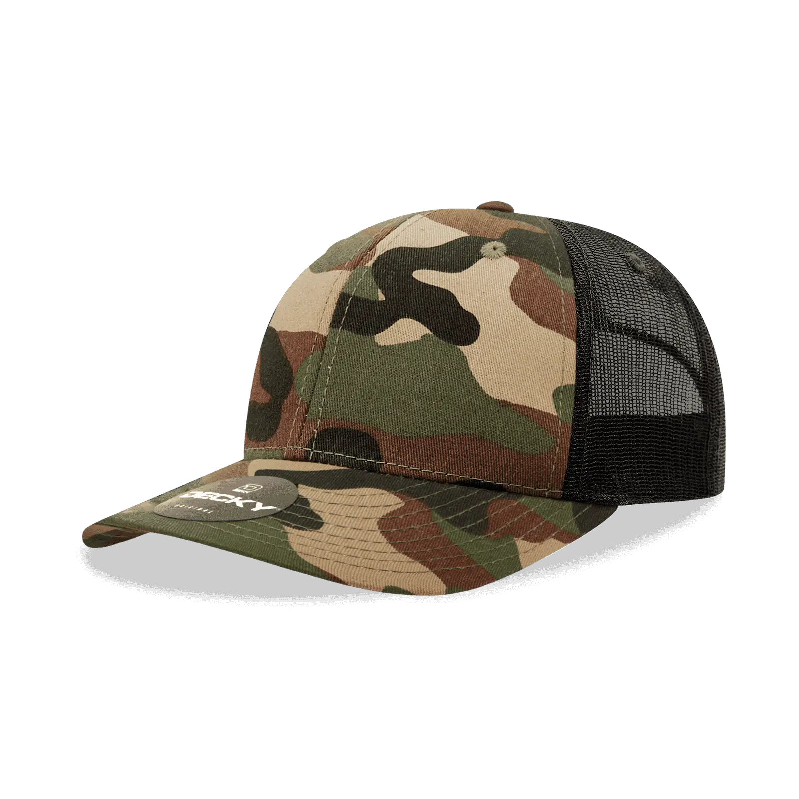 Decky 1054 Cotton Curve Billl Trucker Cap - Woodland Camo Black - Muti-Color / One Size Fits Most