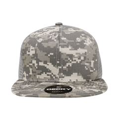Decky 1055 Camo Flat Bill Trucker Cap - Army Digicam Gray - Army Digicam Gray / One Size Fits Most