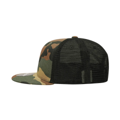 Decky 1055 Cotton Flat Bill Trucker Cap - Woodland Camo Black - Muti-Color / One Size Fits Most