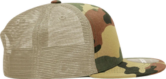 Decky 1055 Cotton Flat Bill Trucker Cap - Woodland Camo Khanki - Woodland Khanki / One Size Fits Most
