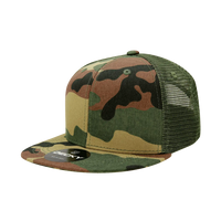 Decky 1055 Cotton Flat Bill Trucker Cap - Woodland Olive - Woodland Olive / One Size Fits Most