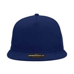 Decky 1064 5 Panel Cotton Flat Bill Snapback Cap - Navy - Navy / One Size Fits Most