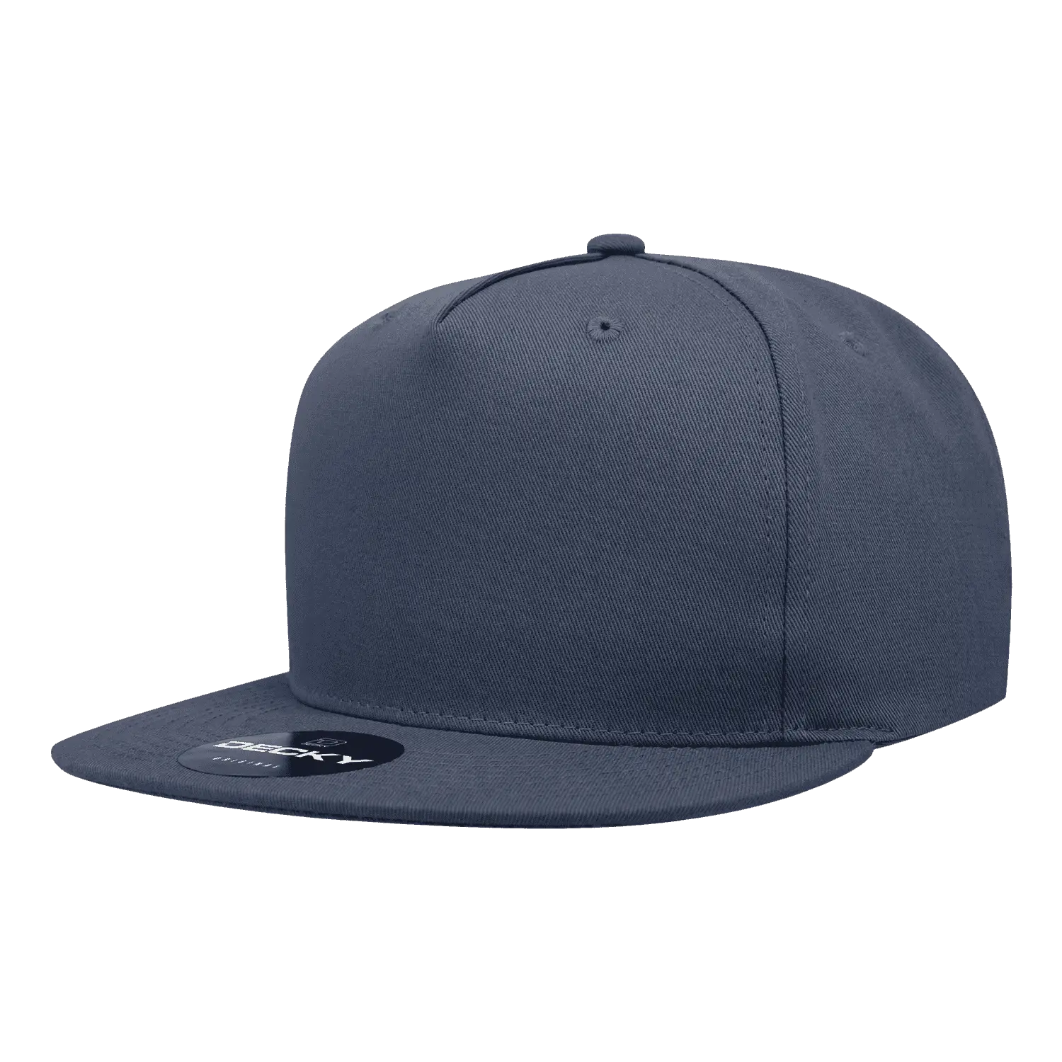 Decky 1064 5 Panel Cotton Flat Bill Snapback Cap - Navy - Navy / One Size Fits Most