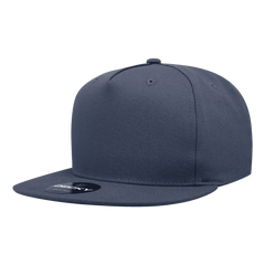 Decky 1064 5 Panel Cotton Flat Bill Snapback Cap - Navy - Navy / One Size Fits Most