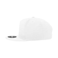 Decky 1064 5 Panel Cotton Flat Bill Snapback Cap - White - White / One Size Fits Most