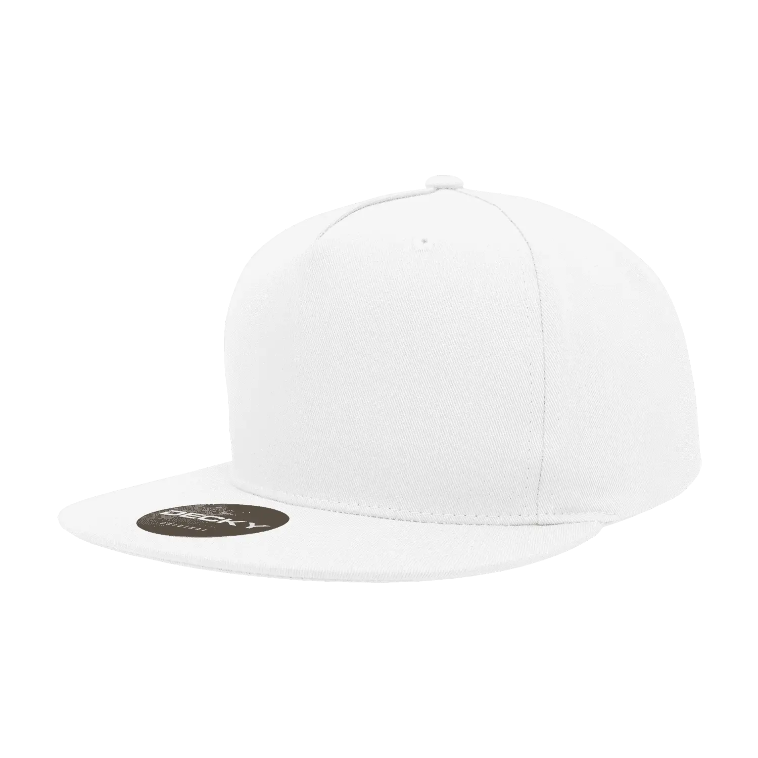 Decky 1064 5 Panel Cotton Flat Bill Snapback Cap - White - White / One Size Fits Most