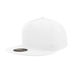 Decky 1064 5 Panel Cotton Flat Bill Snapback Cap - White - White / One Size Fits Most