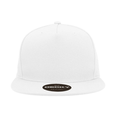 Decky 1064 5 Panel Cotton Flat Bill Snapback Cap - White - White / One Size Fits Most