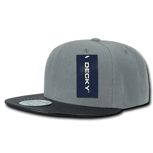Decky 1071 Acrylic/Vinyl Snapback Cap - Gray Black - Gray Black / One Size Fits Most