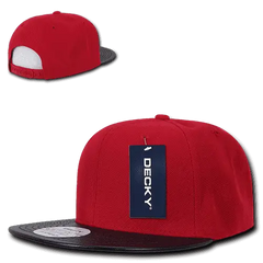 Decky 1071 Acrylic/Vinyl Snapback Cap - Red Black - Red Black / One Size Fits Most