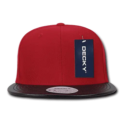 Decky 1071 Acrylic/Vinyl Snapback Cap - Red Black - Red Black / One Size Fits Most