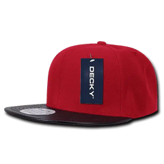 Decky 1071 Acrylic/Vinyl Snapback Cap - Red Black - Red Black / One Size Fits Most