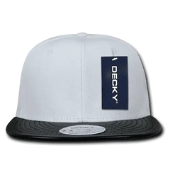Decky 1071 Acrylic/Vinyl Snapback Cap - White Black - White Black / One Size Fits Most