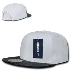 Decky 1071 Acrylic/Vinyl Snapback Cap - White Black - White Black / One Size Fits Most