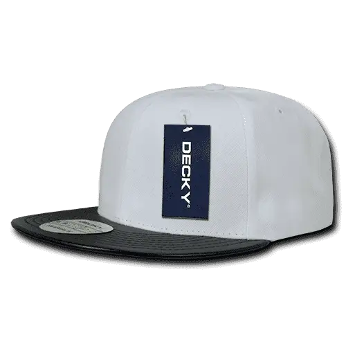 Decky 1071 Acrylic/Vinyl Snapback Cap - White Black - White Black / One Size Fits Most