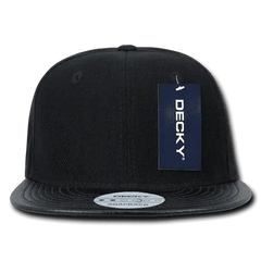 Decky 1071 Vinyl Brim Snapback Cap - Black - Black / One Size Fits Most