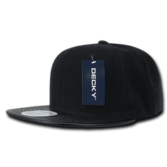 Decky 1071 Vinyl Brim Snapback Cap - Black - Black / One Size Fits Most