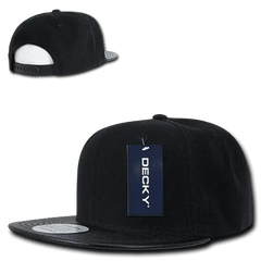 Decky 1071 Vinyl Brim Snapback Cap - Black - Black / One Size Fits Most