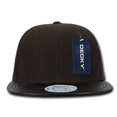 Decky 1071 Vinyl Brim Snapback Cap - Brown Black - Brown Black / One Size Fits Most
