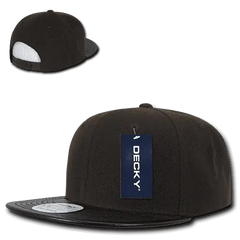 Decky 1071 Vinyl Brim Snapback Cap - Brown Black - Brown Black / One Size Fits Most