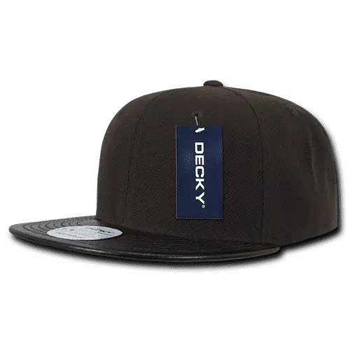 Decky 1071 Vinyl Brim Snapback Cap - Brown Black - Brown Black / One Size Fits Most