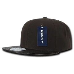 Decky 1071 Vinyl Brim Snapback Cap - Brown Black - Brown Black / One Size Fits Most