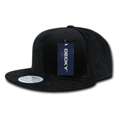 Decky 1076 Corduroy Snapback Cap - Black - Black / One Size Fits Most