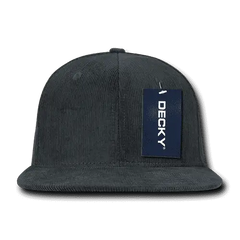 Decky 1076 Corduroy Snapback Cap - Charcoal - Dark Gray / One Size Fits Most