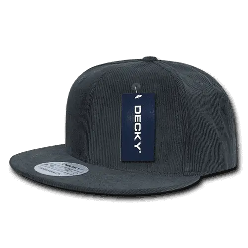 Decky 1076 Corduroy Snapback Cap - Charcoal - Dark Gray / One Size Fits Most