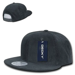 Decky 1076 Corduroy Snapback Cap - Charcoal - Dark Gray / One Size Fits Most