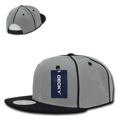 Decky 1078 Piped Crown Snapback Cap - Black - Black / One Size Fits Most