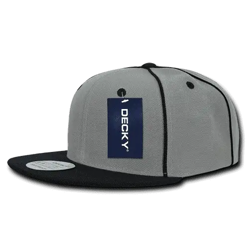 Decky 1078 Piped Crown Snapback Cap - Black - Black / One Size Fits Most