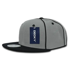 Decky 1078 Piped Crown Snapback Cap - Black - Black / One Size Fits Most