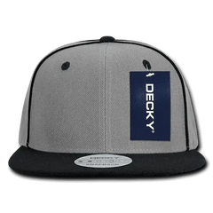 Decky 1078 Piped Crown Snapback Cap - Black - Black / One Size Fits Most