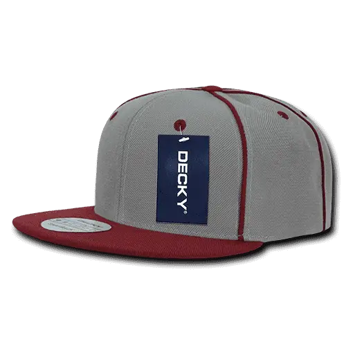 Decky 1078 Piped Crown Snapback Cap - Cardinal - Cardinal / One Size Fits Most