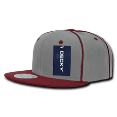 Decky 1078 Piped Crown Snapback Cap - Cardinal - Cardinal / One Size Fits Most