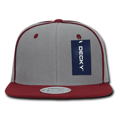 Decky 1078 Piped Crown Snapback Cap - Cardinal - Cardinal / One Size Fits Most