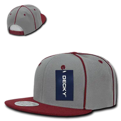 Decky 1078 Piped Crown Snapback Cap - Cardinal - Cardinal / One Size Fits Most