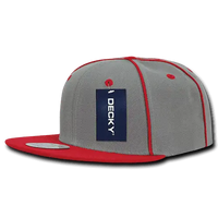 Decky 1078 Piped Crown Snapback Cap - Red - Red / One Size Fits Most