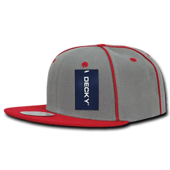Decky 1078 Piped Crown Snapback Cap - Red - Red / One Size Fits Most