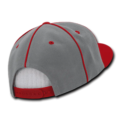 Decky 1078 Piped Crown Snapback Cap - Red - Red / One Size Fits Most