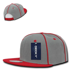 Decky 1078 Piped Crown Snapback Cap - Red - Red / One Size Fits Most
