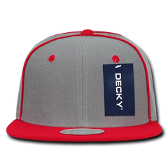 Decky 1078 Piped Crown Snapback Cap - Red - Red / One Size Fits Most