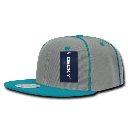 Decky 1078 Piped Crown Snapback Cap - Teal - Teal / One Size Fits Most