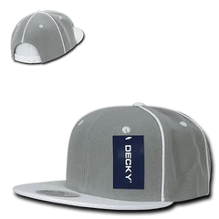 Decky 1078 Piped Crown Snapback Cap - White - White / One Size Fits Most