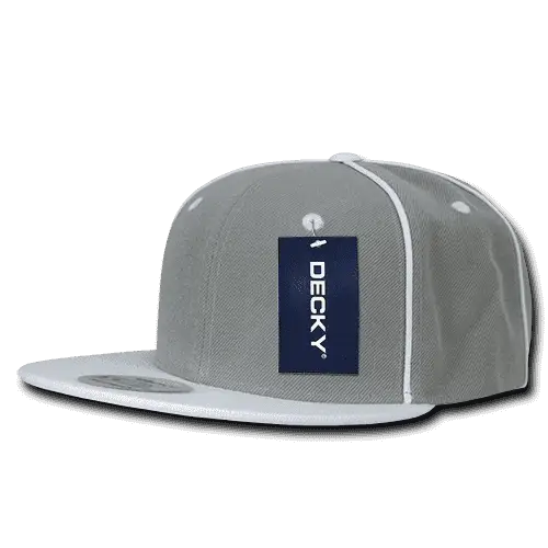 Decky 1078 Piped Crown Snapback Cap - White - White / One Size Fits Most