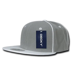 Decky 1078 Piped Crown Snapback Cap - White - White / One Size Fits Most