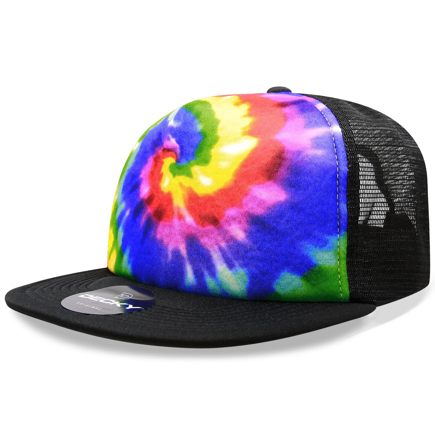 Decky 1079 Tie Dye Print Trucker Cap - Rainbow - Multi-Colored / One Size Fits Most